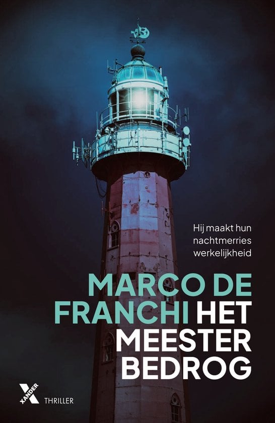 Het is donker, op het omslag staat een vuurtoren.